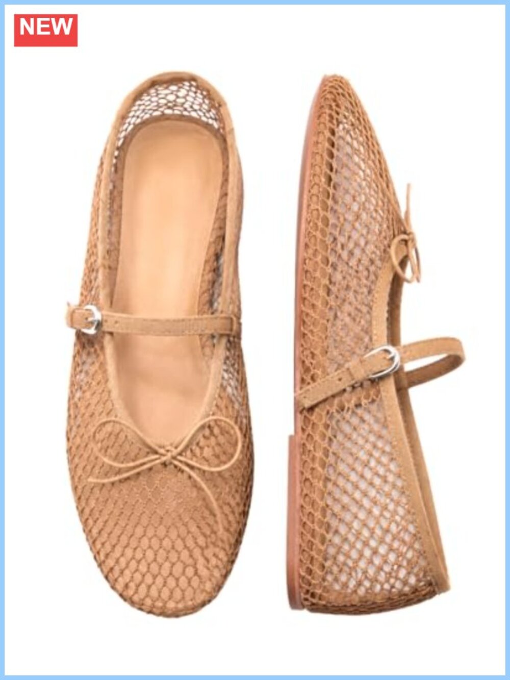 Mesh Ballet Flats Mary Jane Bow Adjustable Strap Breathable Non Slip